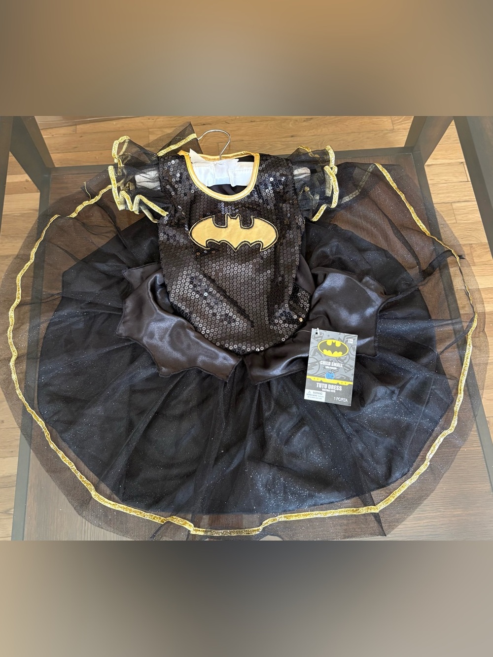 DC Comics Batgirl Batman Tutu Dress Black Gold w/ Sequins & Satin Child S 4-6